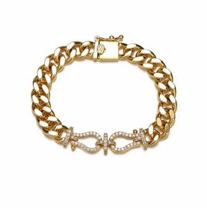 Rachel Gaubler 14L Gold Plated Love Knot Miami Cuban Curb Bracelet